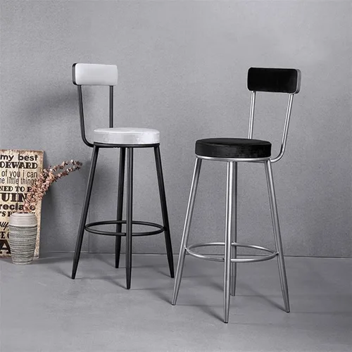 Vista 5 de Taburetes de bar altos, silla de bar creativa, estilo industrial simple con respaldo, taburete alto para el hogar, cocina, restaurante, cafetería