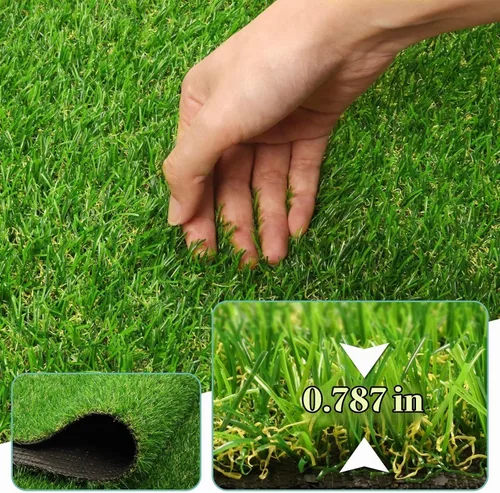Vista 3 de Alfombra de césped artificial de 3 x 5 pies, alfombra de césped sintético FREADEM con drenaje/respaldo de goma, alfombra de césped artificial