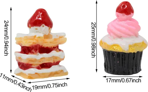 Vista 2 de Honbay 20 dijes de resina con parte trasera plana para pastel de fresa dulce, 2 estilos