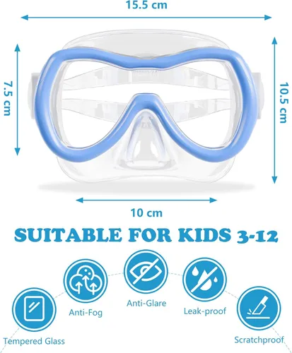 Vista 7 de Aegend Gafas de natación para niños, vidrio templado HD de 180° con amplia visión con cubierta para la nariz