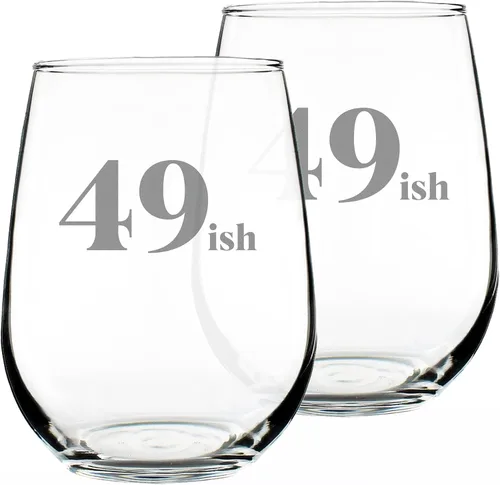 Vista 6 de Custom 49ish - Funny 50th Birthday Wine Glass for Women Turning 50 - Large 17 Oz - Bday Party Decorations - Customized Wine Glass Gift