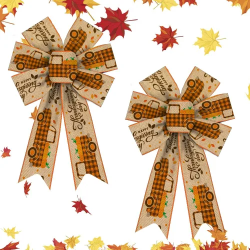 Vista 8 de Arcos grandes de otoño para corona, corona de calabaza de Acción de Gracias, búfalo negro y naranja, gnomos de otoño, decoración de árbol