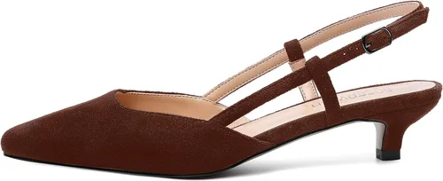 Vista 2 de ROSERWISH Zapatos de vestir de gamuza con punta cuadrada para mujer, para boda, fiesta, cómodos, gatitos, tacón bajo, zapatos de vestir de 1.5