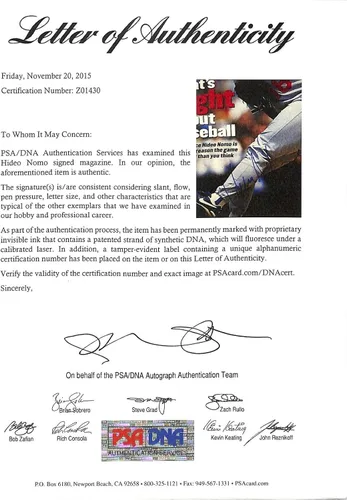 Vista 3 de Hideo Nomo Firmado 1995 Deportes Ilustrados Sin Etiqueta Autografiados Dodgers PSA/DNA - Revistas MLB con Autógrafo