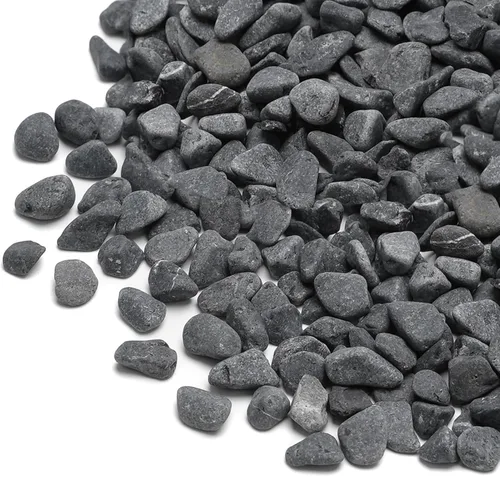 Vista 11 de Mr. Fireglass Piedras negras pulidas, rocas de acuario de 3/8 pulgadas, rocas de río decorativas naturales, grava para plantas