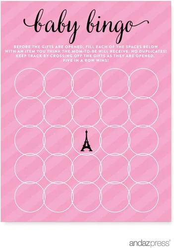 Vista 18 de Andaz Press Paris Bonjour Bebe Girl Baby Shower Collection - Cartel colgante con cuerda, tarjetas y regalos, 5 pies, 1 juego, decoración de papel