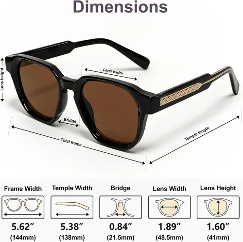Vista 5 de VISOONE Luxury Retro Square Sunglasses Thick Frame Shades Men Women