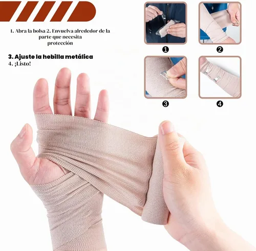 Vista 2 de OBTANIM 6 rollos de vendaje elástico con 12 clips adicionales, cinta elástica de compresión de 6 pulgadas x 15 pies para médicos, deportes