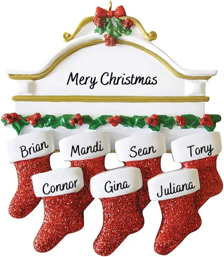 Vista 9 de JewelOra Adornos de Navidad, personalizados de 2 a 6 miembros de la familia, adorno personalizado para árbol de Navidad, decoraciones de vacaciones