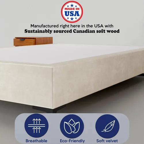 Vista 6 de Greaton, Cama con plataforma de madera de terciopelo de alta calidad de 15 pulgadas, duradera, elegante, opciones de multicolor, no necesita somier