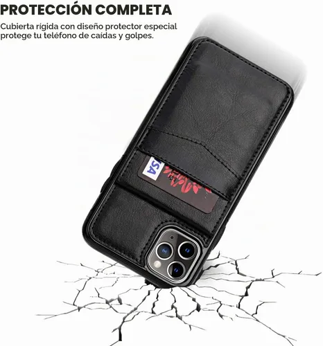 Vista 6 de KIHUWEY Funda tipo cartera para iPhone 11 Pro Max con soporte para tarjetas Negro