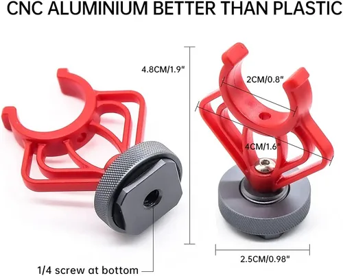 Vista 2 de 2 soportes de soporte de montaje de choque para micrófono de cámara, soporte de montaje hembra de tornillo de 1/4 pulgadas para RODE VideoMicro