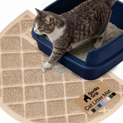 Vista 19 de GORILLA GRIP Tapete para caja de arena para gatos, resistente al agua, respaldo texturizado, fácil de limpiar, menos residuos y suelos limpios, 17 x