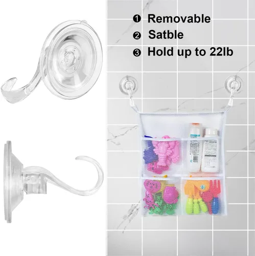Vista 2 de 2 paquetes de percheros para coronas con ventosa, ganchos de vacío transparentes grandes y resistentes reutilizables, para usar en ventanas