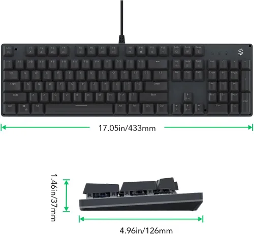 Vista 7 de Black Shark Teclado mecánico RGB para juegos con retroiluminación LED, teclado con cable con interruptores rojos, totalmente programable
