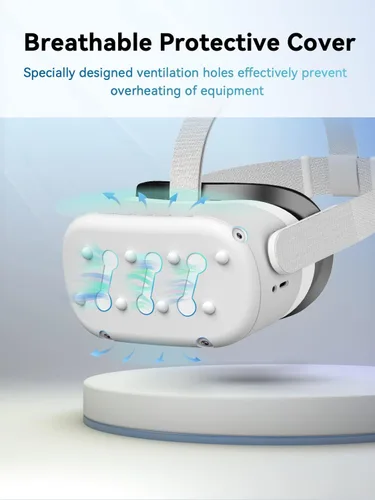 Vista 4 de CNBEYOUNG Carcasa de realidad virtual y cubierta de lente para Quest 2, cubierta protectora frontal que protege las cámaras y todos los puertos