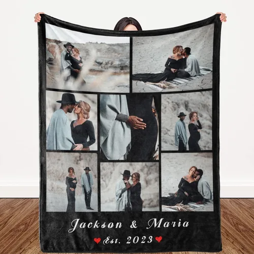Vista 11 de Manta personalizada regalo conmemorativo con collage de texto fotográfico: fabricada en Estados Unidos, 10 fotos, manta personalizada con mis
