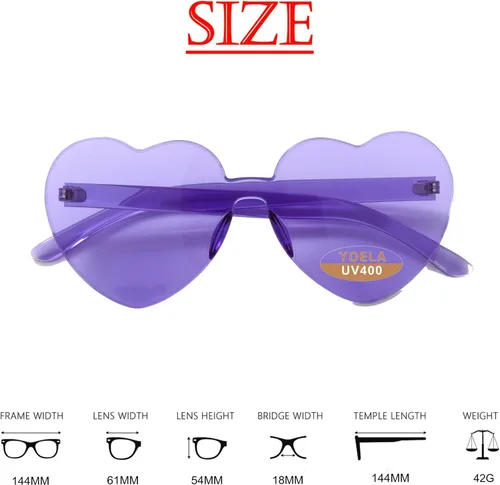 Vista 6 de Gafas de sol OLINOWL en forma de corazón de gran tamaño sin montura de una pieza para mujer
