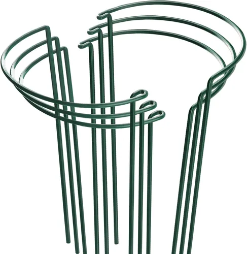 Vista 8 de HiGift Estacas de soporte para plantas, paquete de 6 jaulas y soportes de peonía de metal, jaula de soporte para plantas de jardín, anillo