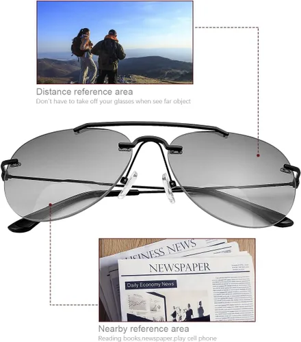 Vista 3 de YIMI Paquete de 2 lentes de lectura bifocales para hombres y mujeres, protección UV400, lectores solares, aviador, bloqueo de luz azul, lentes