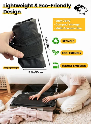 Vista 5 de Bolsas de vacío de viaje con bomba, IP67, reutilizables, impermeables, de nailon, bolsas de compresión con ventana transparente para llevar