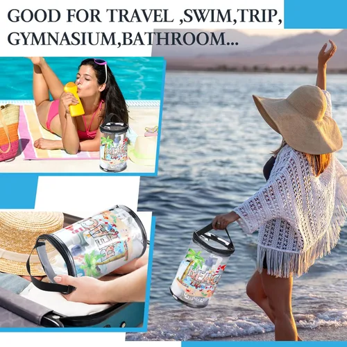 Vista 4 de Sanwuta - Neceser de regalos de playa, resistente, transparente, para loción, bolsas de aseo para viajes, protector solar, maquillaje, estuche