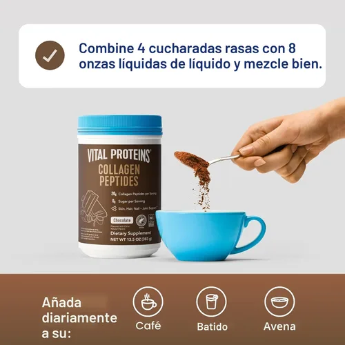 Vista 8 de Vital Proteins - Péptidos de colágeno en polvo - Polvo de chocolate para la salud del cabello, uñas, piel, huesos y articulaciones, 13.5 oz