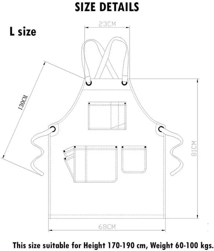 Vista 6 de Delantal ajustable para adultos, delantal de mezclilla con bolsillo, accesorios de cocina para mujeres y hombres, dos colores y 2 tamaños