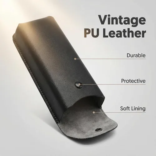 Vista 4 de Caso protector portátil de las gafas de sol del cuero de la PU del vintage