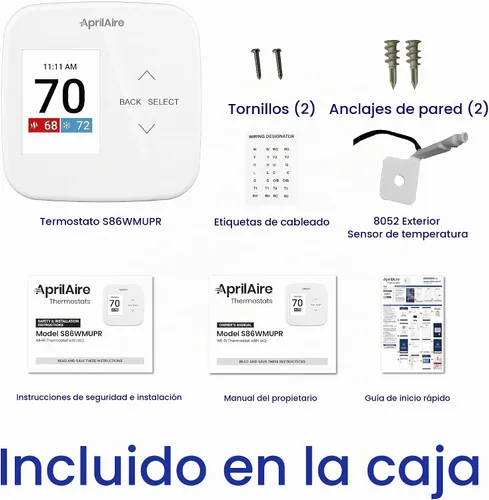 Vista 11 de AprilAire S86WMUPR Termostato programable Wi-Fi, multietapa universal con control IAQ, etapas de calor/frío 2H/2C o etapas de bomba de calor 4H/2C