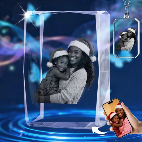 Vista 11 de Marco de fotos de cristal 3D personalizado grabado grabado personalizado impresiones de fotos de vidrio regalos de Navidad cubos de fotos gran
