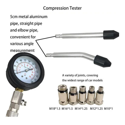 Vista 5 de AUTO Tools - Kit de probador de compresión de cilindro de motor de gasolina de gasolina con M10 M12 M14 M16 M18