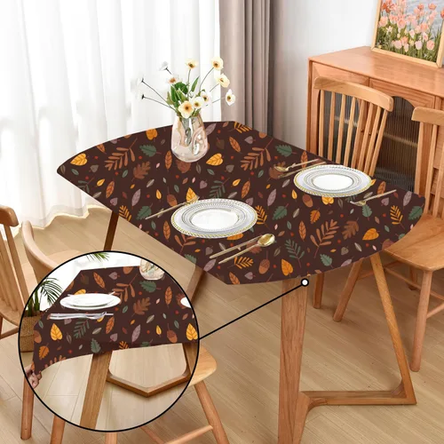 Vista 19 de Mantel ajustado blanco con elástico para mesas plegables de 48x48 pulgadas, manteles lavables y elásticos de elastano para mesas de cartas, manteles