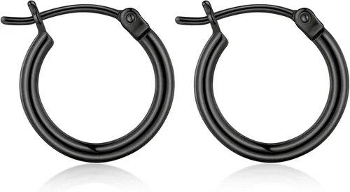 Vista 26 de Aretes de aro de oro para mujer chapados en oro real de 14 quilates con poste de plata de ley 925 Dorado