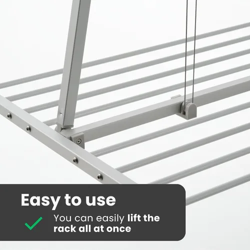 Vista 2 de foxydry Mini, Estante de Secado de Ropa Montado en el Techo con Polea, Secador Vertical Plegable para Ropa de Lavandería, Estante de Secado