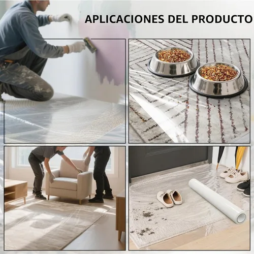 Vista 4 de WELSTIK Protector de alfombra transparente de 24 pulgadas x 200 pies de un solo rollo. Protector de alfombras de plástico resistente y limpio