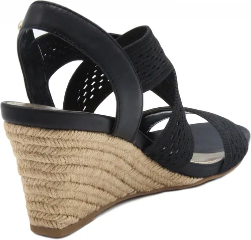 Vista 3 de LONDON FOG Sandalias de cuña elásticas Pickwick con punta abierta para mujer