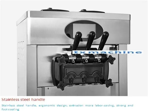 Vista 5 de TXMACHINE® Máquina de helado suave, máquinas comerciales de helados, 3 sabores diferentes, máquina de helado vertical con panel de limpieza