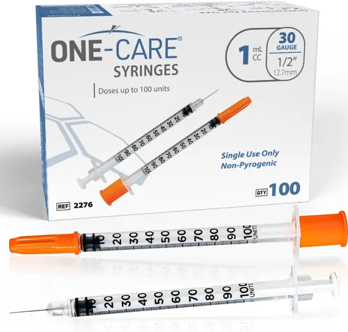 Vista 10 de ONE-CARE Jeringas 1 ml/cc, 29G x 1/2'' (12.7mm), Tapa Naranja, 100/caja