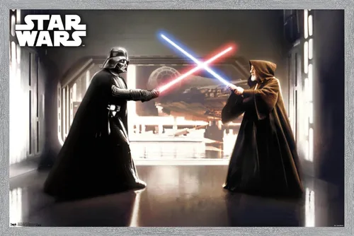 Vista 14 de Star Wars: Saga - First Duel Wall Poster, 22.4L x 14.7W, Barnwood Framed Version