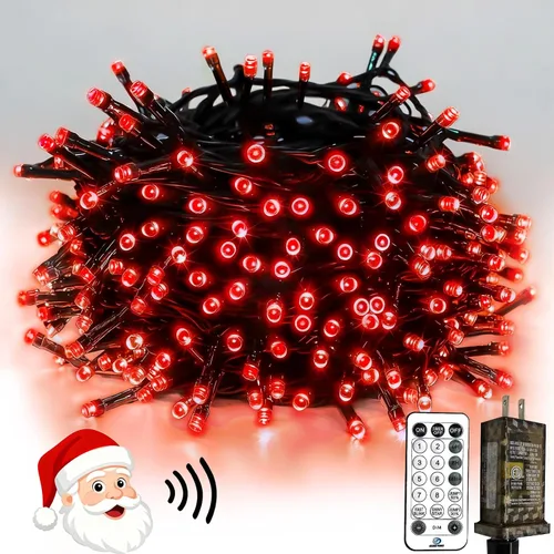 Vista 14 de Luces de Navidad controladas por voz con control remoto, cadena de 300 luces LED de 99 pies para interiores y exteriores con 12 modos, 3