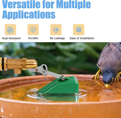 Vista 4 de Válvula de flotador de 1/2 pulgada, válvula de flotador de llenado automático para piscina, verde Adjuatable Arm, Brass Valve & Plastic Float
