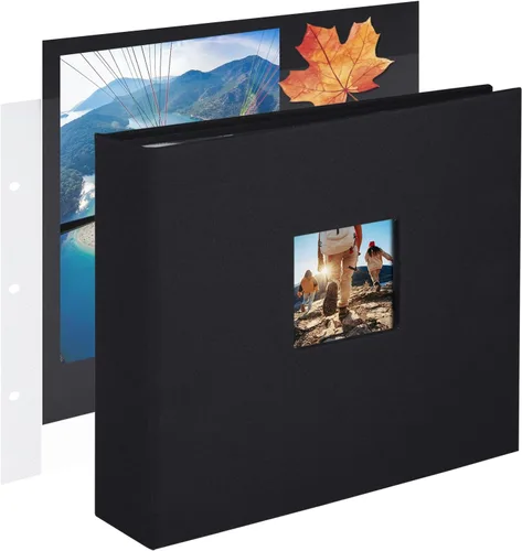 Vista 24 de 1DOT2 8x8 DIY pequeño álbum de recortes con 3 anillas, álbum de fotos con diario, con 30 fundas de plástico, 60 páginas y cubierta de tela