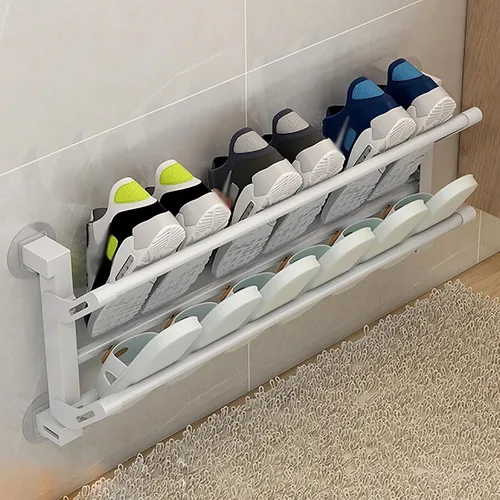 Vista 2 de Zapatero de pared, zapatero plegable, zapatero para entrada, zapatero oculto para entrada (color A, tamaño: 11.8 in)