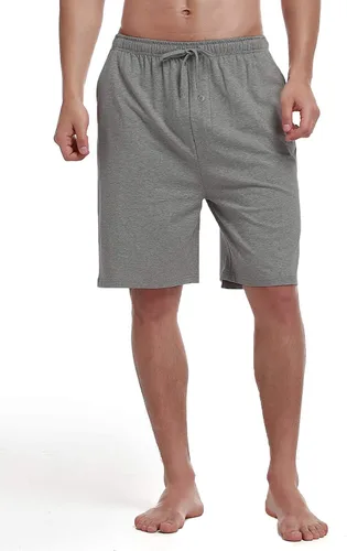 Vista 3 de Pantalones cortos de pijama para hombre, 100% algodón, cintura elástica, ropa de descanso, 2