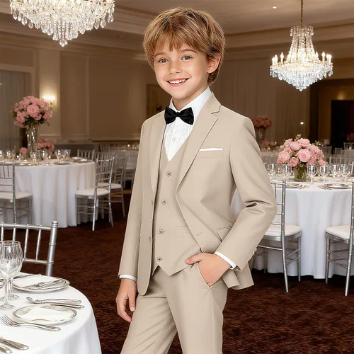 Vista 3 de Lycody Traje de esmoquin de 5 piezas para niños y adolescentes, ropa formal