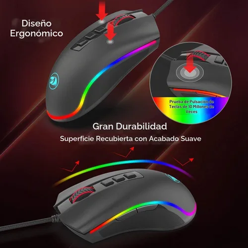 Vista 8 de Redragon Ratón óptico para juegos M711 Cobra RGB negro