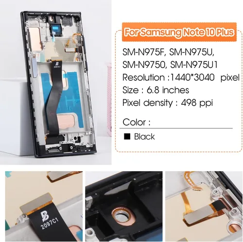 Vista 2 de Incell - Pantalla de repuesto para Samsung Galaxy Note 10 Plus para Samsung Note 10+, pantalla LCD SM-N975U, piezas de reparación con marco