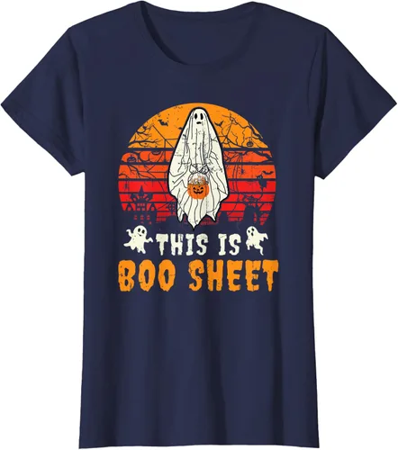 Vista 29 de Funny This Is Boo Sheet Spooky Ghost Halloween - Camiseta de disfraz de juego de palabras, Negro, S