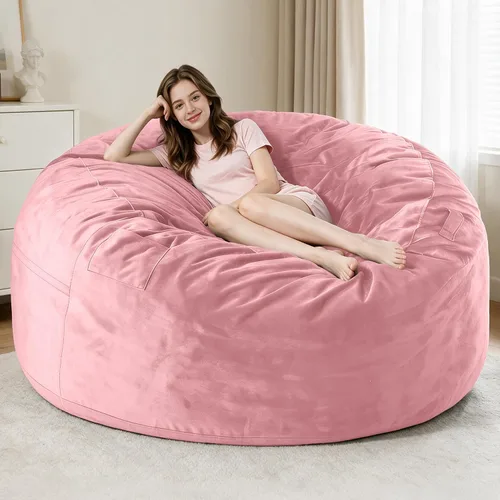 Vista 24 de Homguava Silla de Puf de 3 pies: Pufs de 3' con espuma viscoelástica, sillas de puf grandes y suaves con sofá de terciopelo holandés - Azul